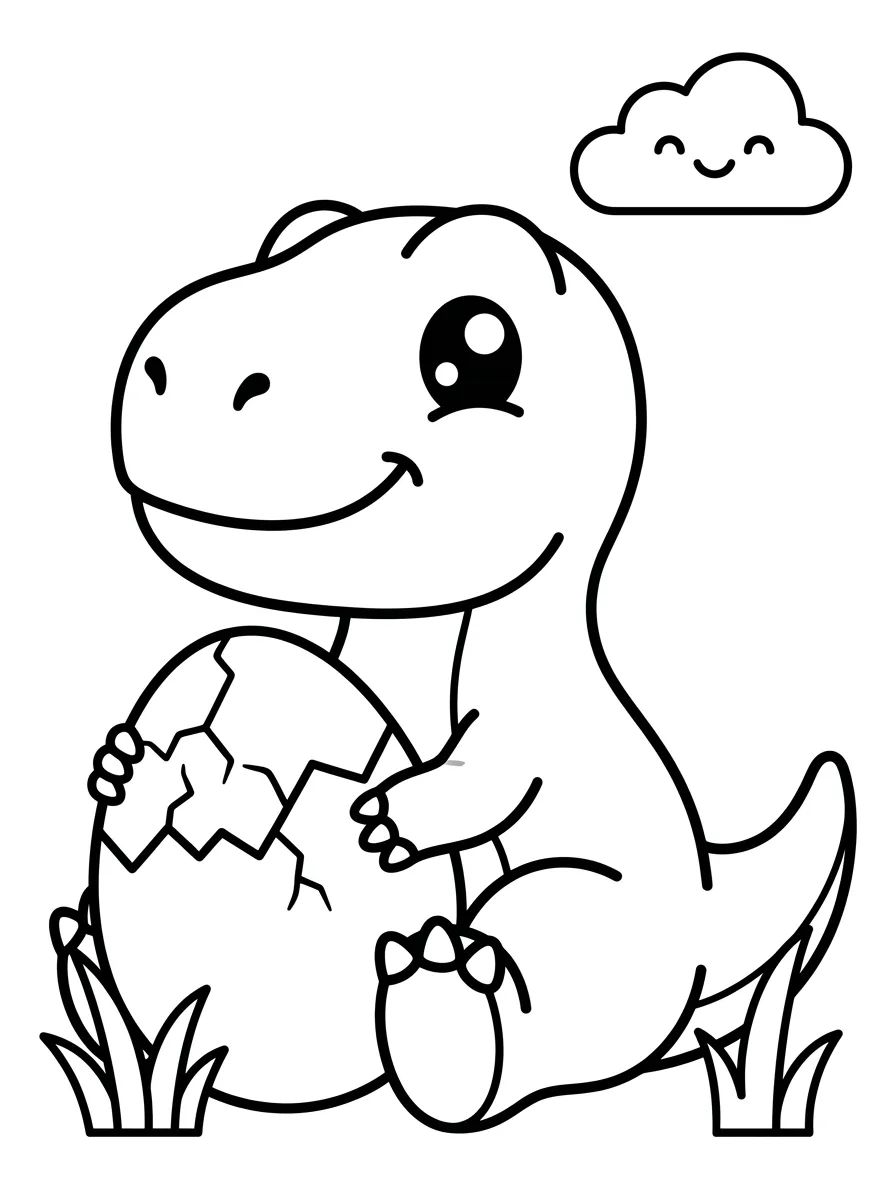 Bebê T-Rex Sorridente para colorir Desenho de Bebê T-Rex Sorridente para colorir e imprimir grátis