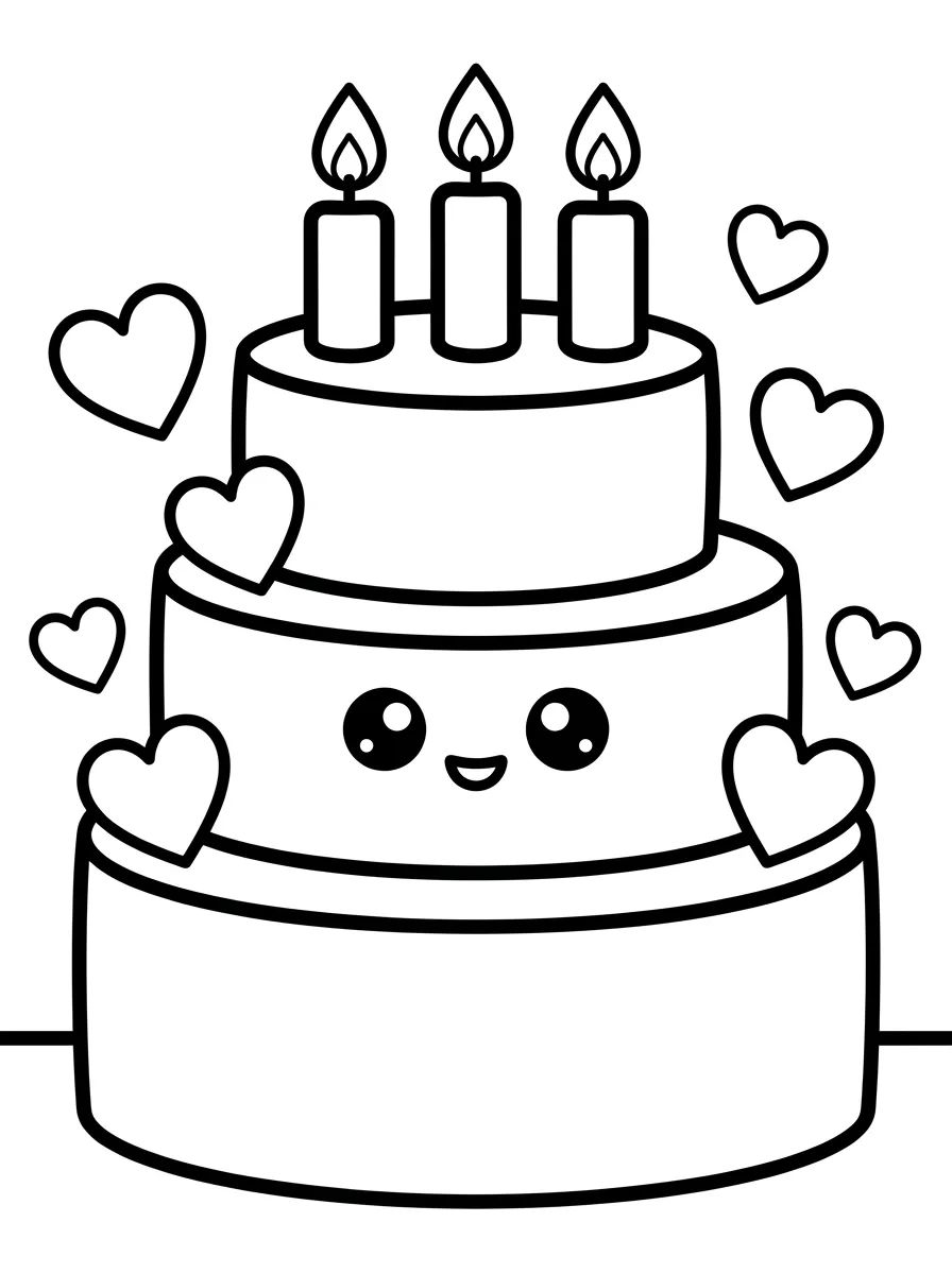 Coleção de desenhos para colorir: Festa de Aniversário Fofa