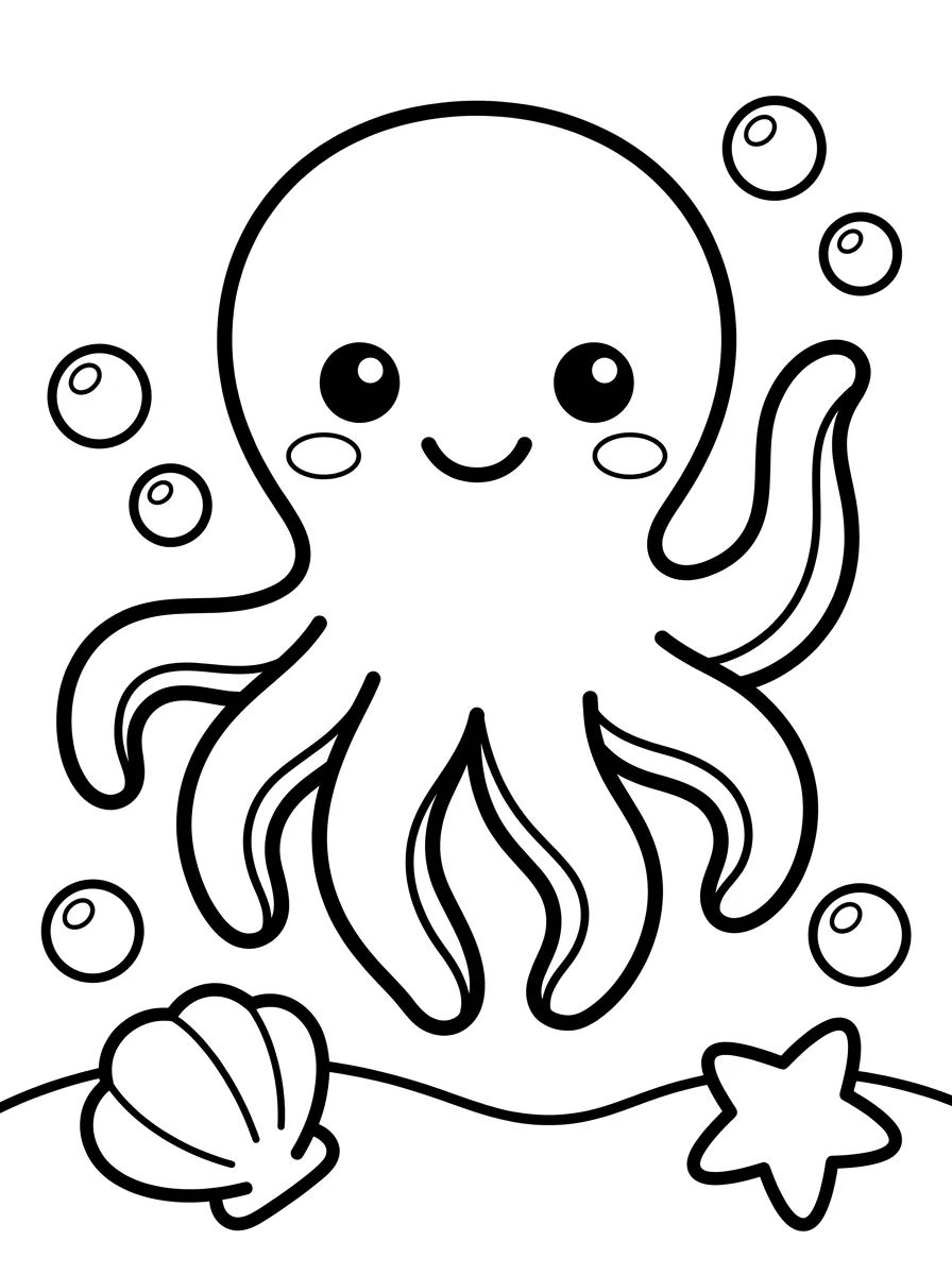 Coleção de desenhos para colorir: Fundo do Mar Fofo para Colorir