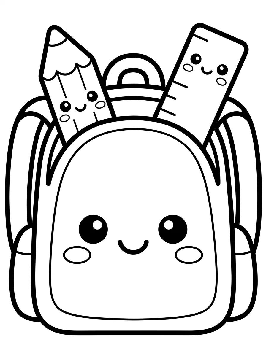 Mochila Fofinha de Volta às Aulas para colorir Desenho de Mochila Fofinha de Volta às Aulas para colorir e imprimir grátis