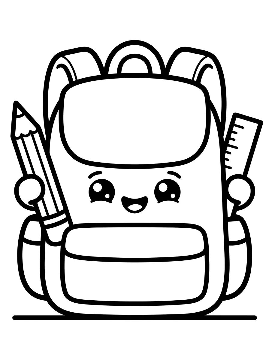Coleção de desenhos para colorir: Material Escolar Fofo para Colorir