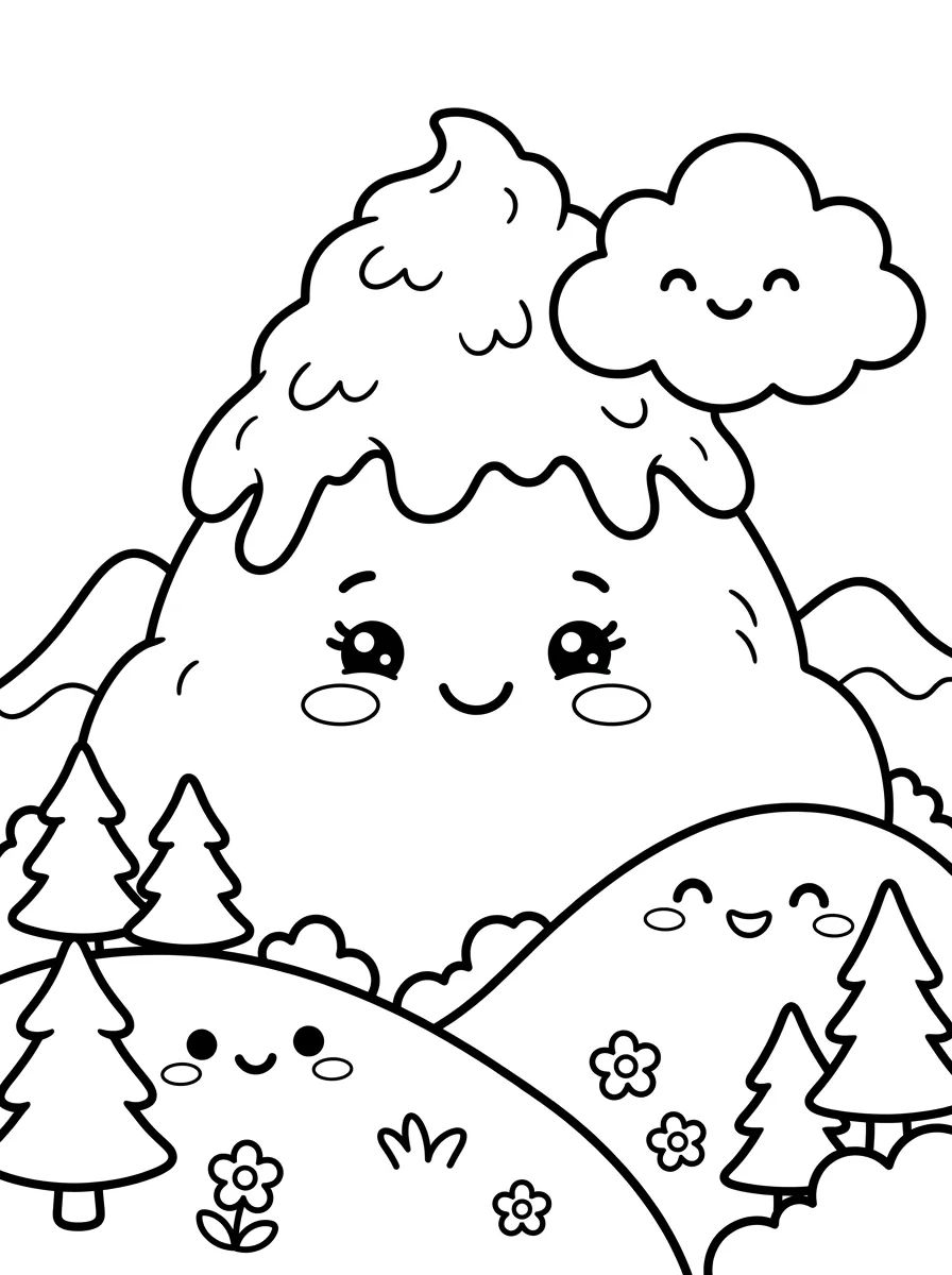 Montanha Sorridente com Neve para colorir Desenho de Montanha Sorridente com Neve para colorir e imprimir grátis