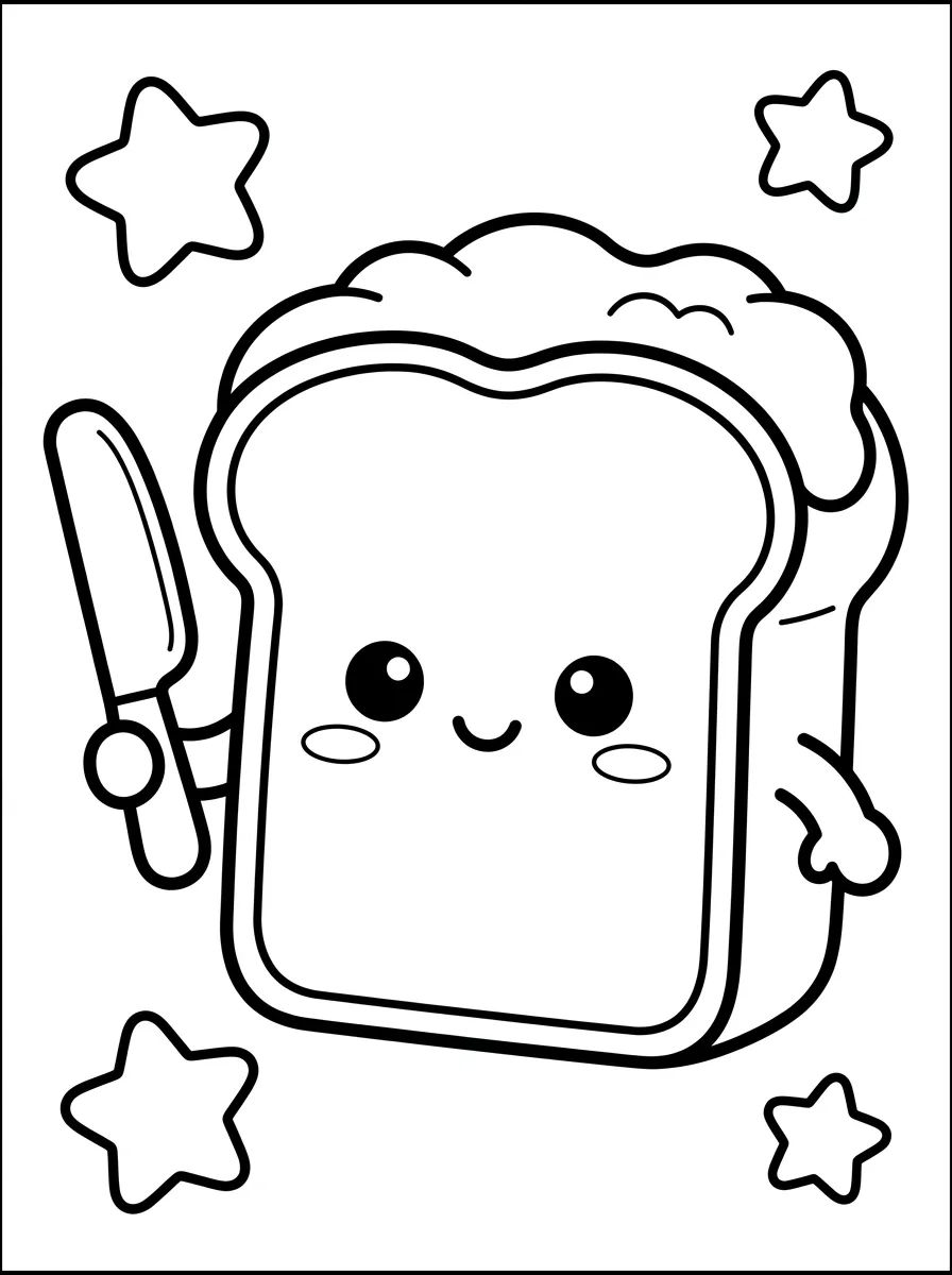 Pão de Forma Kawaii para colorir Desenho de Pão de Forma Kawaii para colorir e imprimir grátis