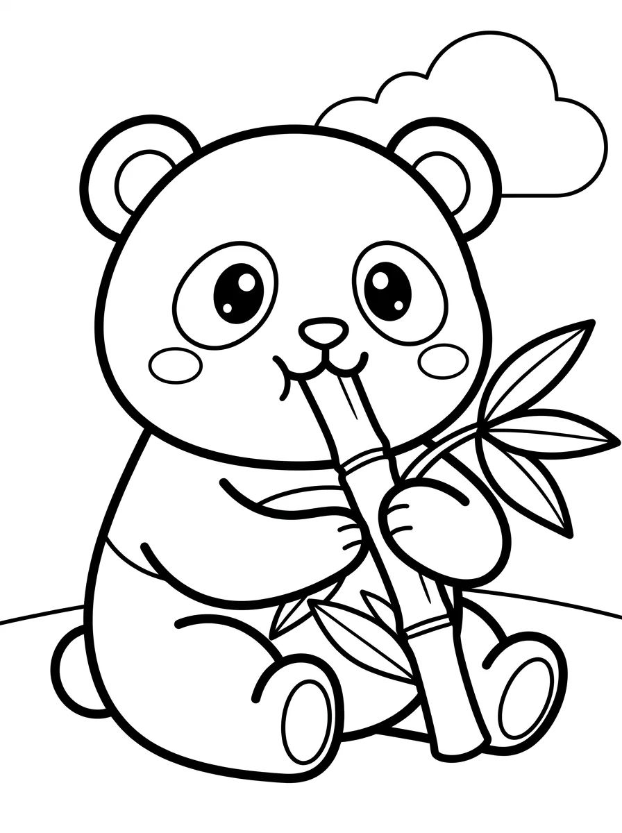 Panda Fofo Comendo Bambu para colorir Desenho de Panda Fofo Comendo Bambu para colorir e imprimir grátis