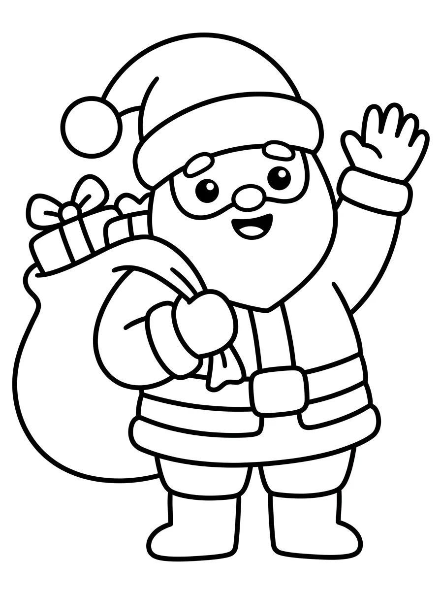 Papai Noel Acenando com Saco de Presentes para colorir Desenho de Papai Noel Acenando com Saco de Presentes para colorir e imprimir grátis