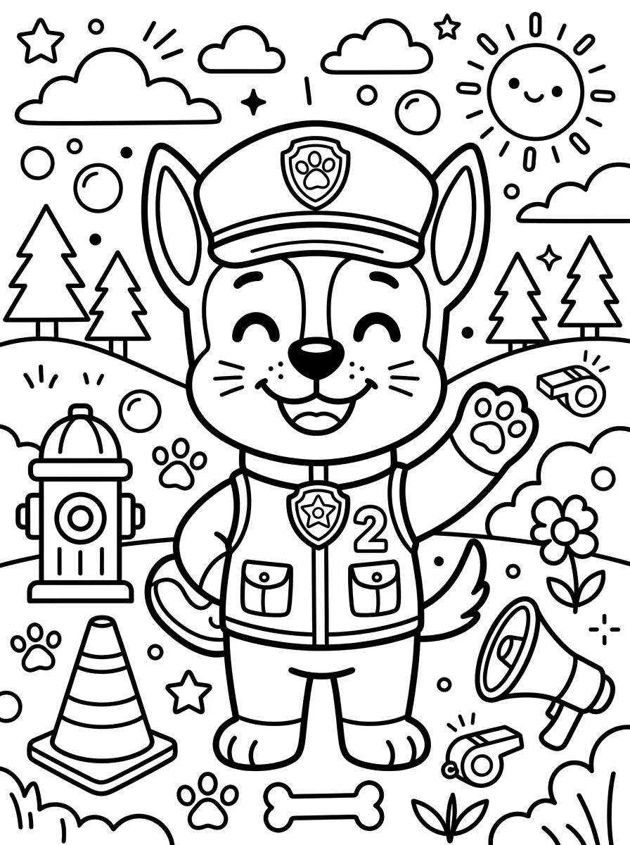 Chase da Patrulha Canina para colorir Desenho de Chase da Patrulha Canina para colorir e imprimir grátis