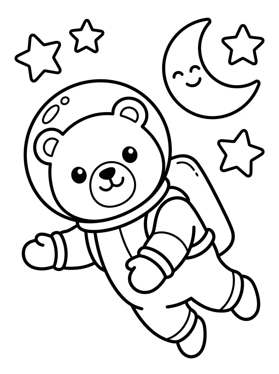 Ursinho Astronauta Fofo para colorir Desenho de Ursinho Astronauta Fofo para colorir e imprimir grátis