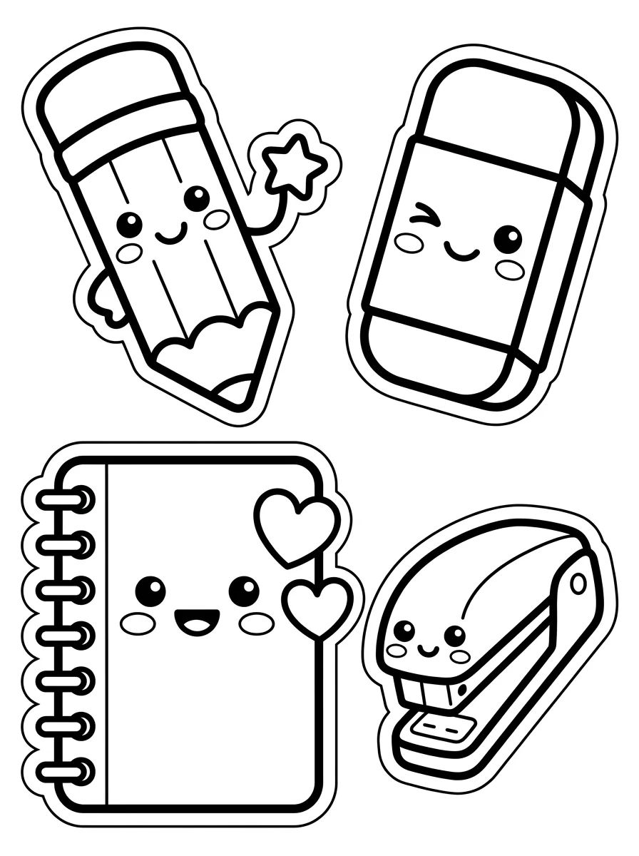 Coleção de desenhos para colorir: Planner e Adesivos Fofos para Colorir