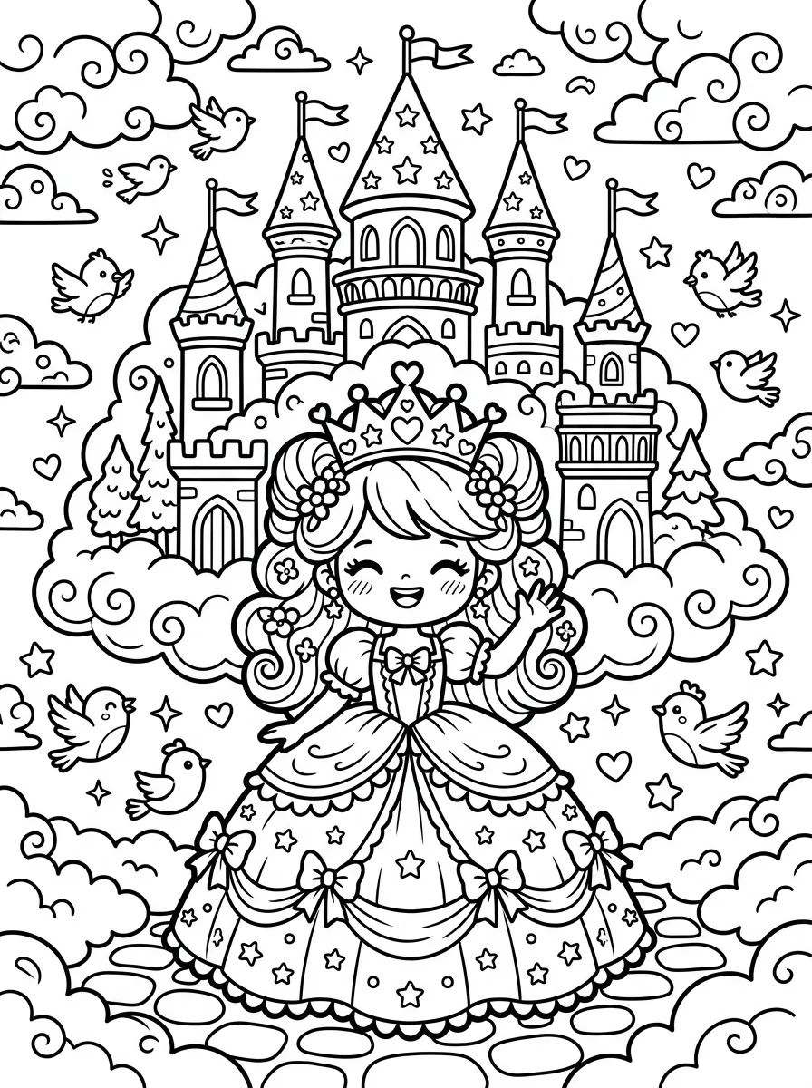 Coleção de desenhos para colorir: Princesas Fofas para Colorir