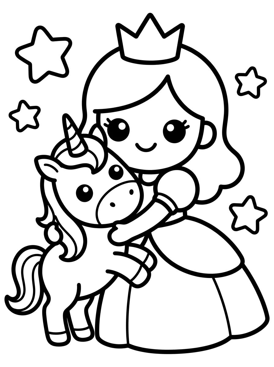 Coleção de desenhos para colorir: Princesas Fofas para Colorir
