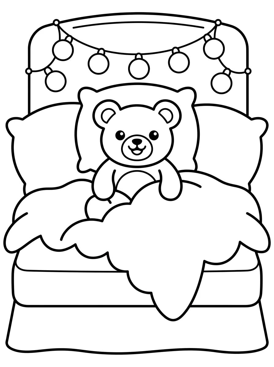 Cama Fofinha e Ursinho para colorir Desenho de Cama Fofinha e Ursinho para colorir e imprimir grátis