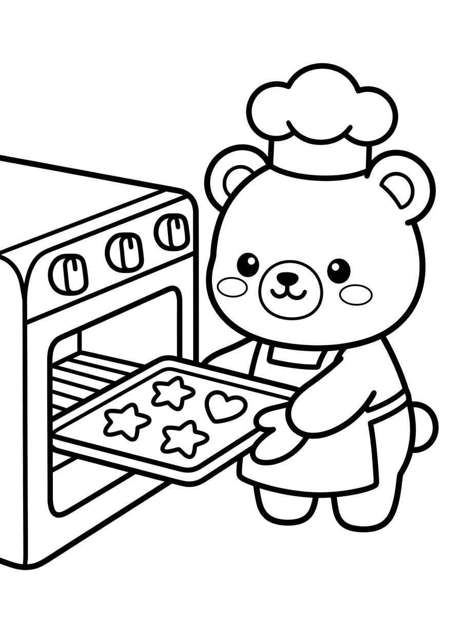 Coleção de desenhos para colorir: Bobbie Bear in the Kitchen