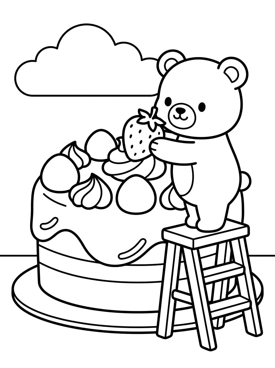 Ursinho Bobbie na Cozinha para Colorir