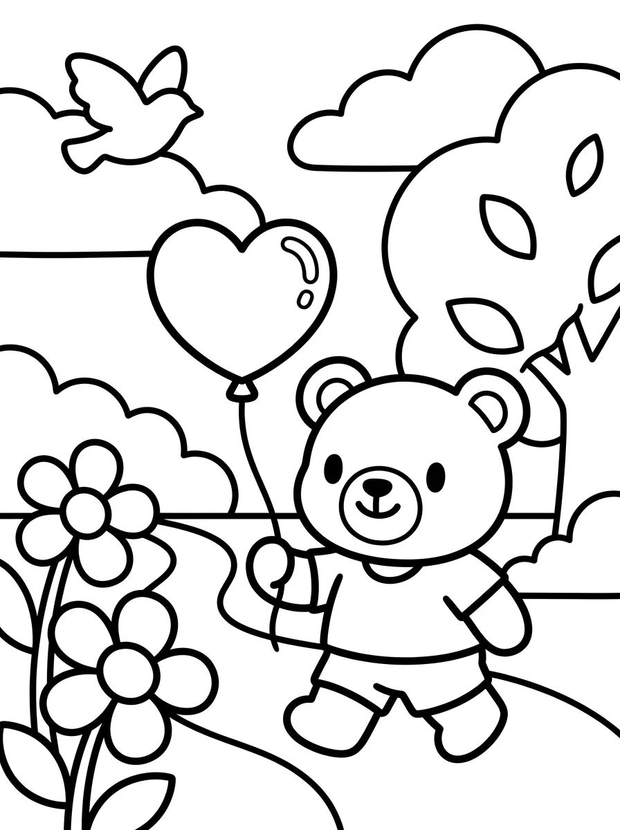 Ursinho Bobbie Passeando para Colorir
