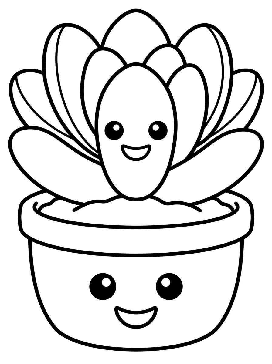 Vaso de Suculenta Sorridente para colorir Desenho de Vaso de Suculenta Sorridente para colorir e imprimir grátis