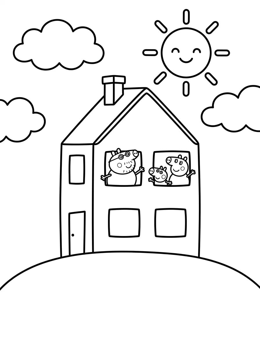 Fachada da Casa da Peppa no Morro para colorir Desenho de Fachada da Casa da Peppa no Morro para colorir e imprimir grátis
