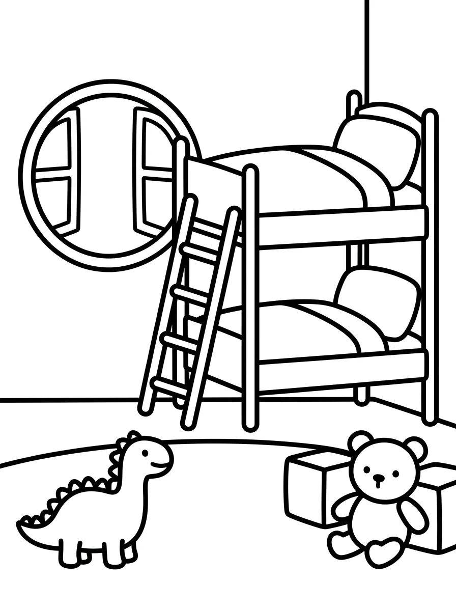 Quarto da Peppa e do George para colorir Desenho de Quarto da Peppa e do George para colorir e imprimir grátis