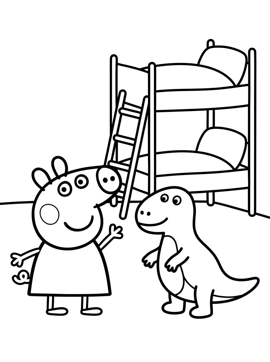 Quarto da Peppa e George para colorir Desenho de Quarto da Peppa e George para colorir e imprimir grátis