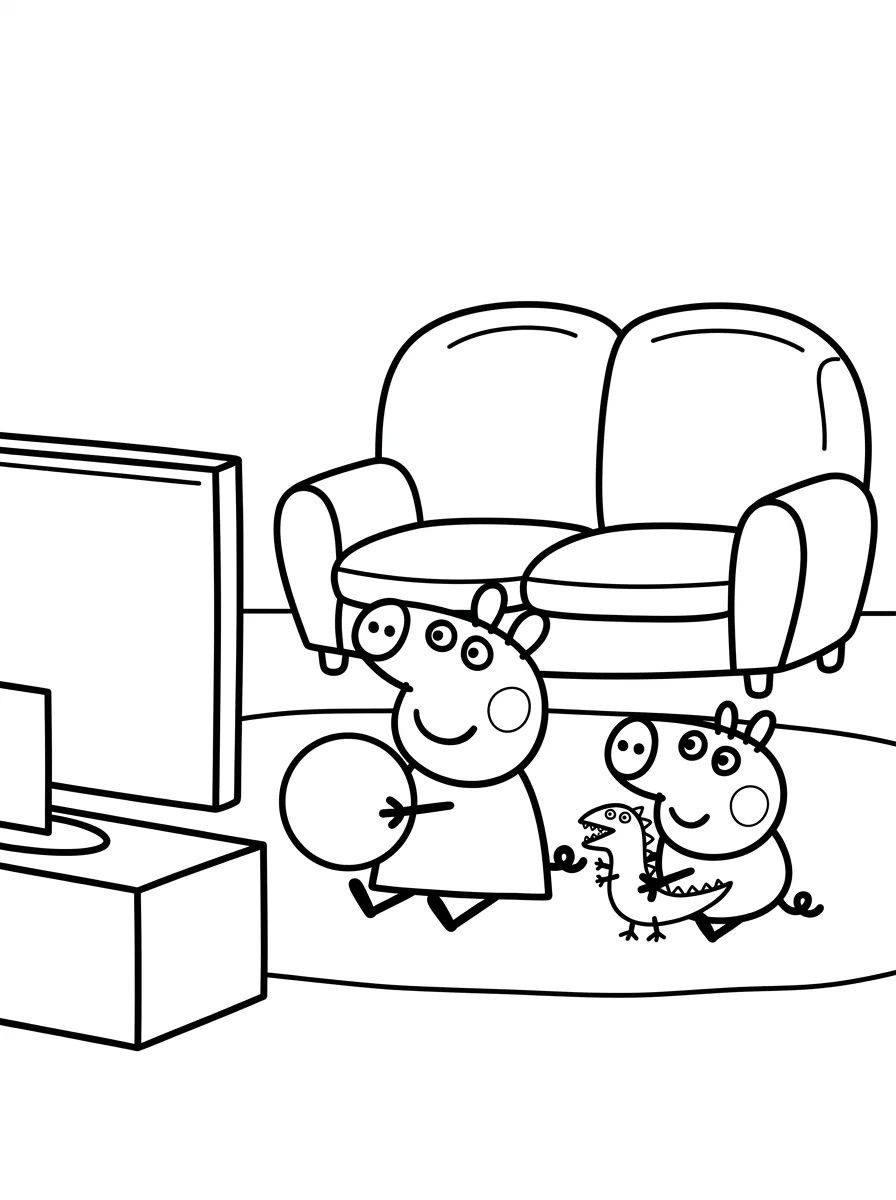 Sala de Estar da Casa da Peppa para colorir Desenho de Sala de Estar da Casa da Peppa para colorir e imprimir grátis