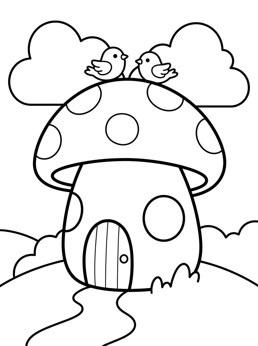 Cozy Mushroom House para colorir Desenho de Cozy Mushroom House para colorir e imprimir grátis