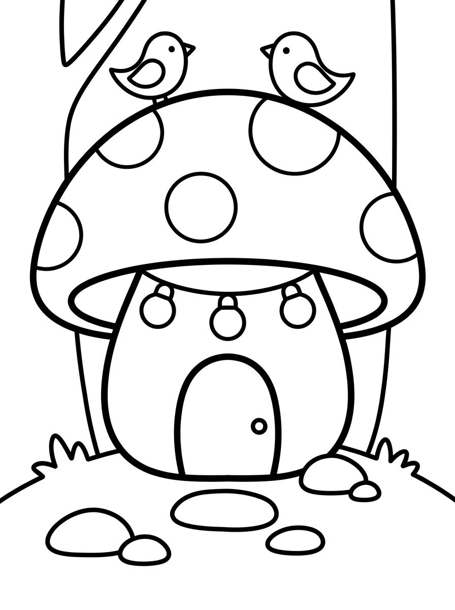 Forest Mushroom Cottage para colorir Desenho de Forest Mushroom Cottage para colorir e imprimir grátis