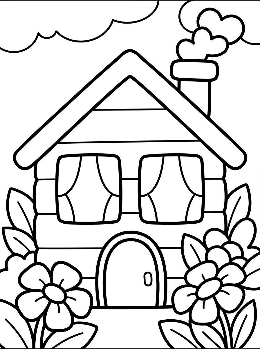 Coleção de desenhos para colorir: Casinha de Campo Fofa