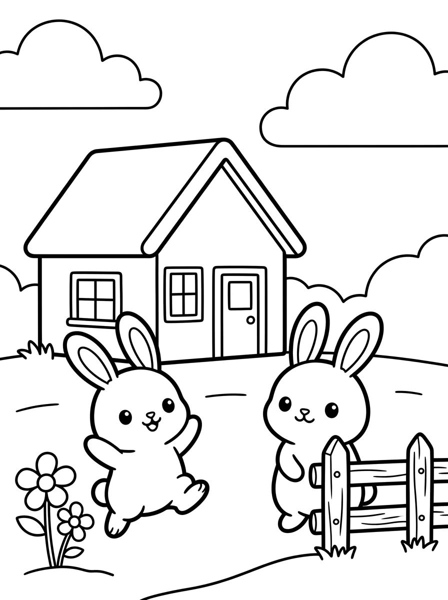Casinha de Campo e os Coelhinhos para colorir Desenho de Casinha de Campo e os Coelhinhos para colorir e imprimir grátis