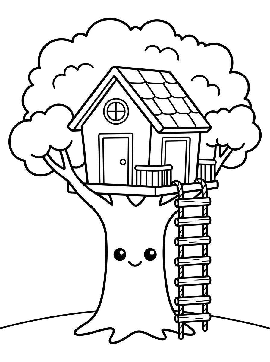 Casinha de Campo na Árvore para colorir Desenho de Casinha de Campo na Árvore para colorir e imprimir grátis