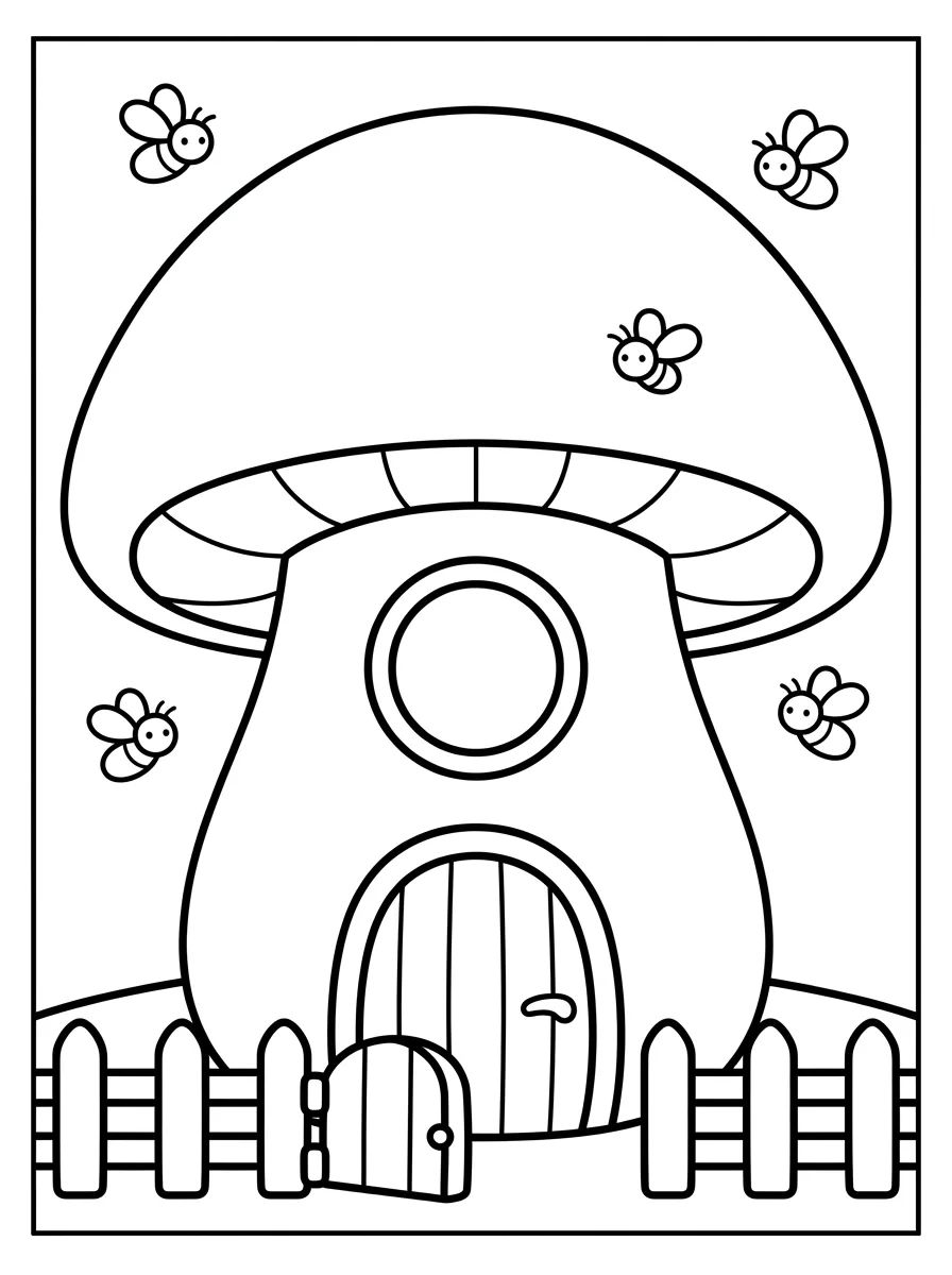 Casinha de Campo no Cogumelo para colorir Desenho de Casinha de Campo no Cogumelo para colorir e imprimir grátis