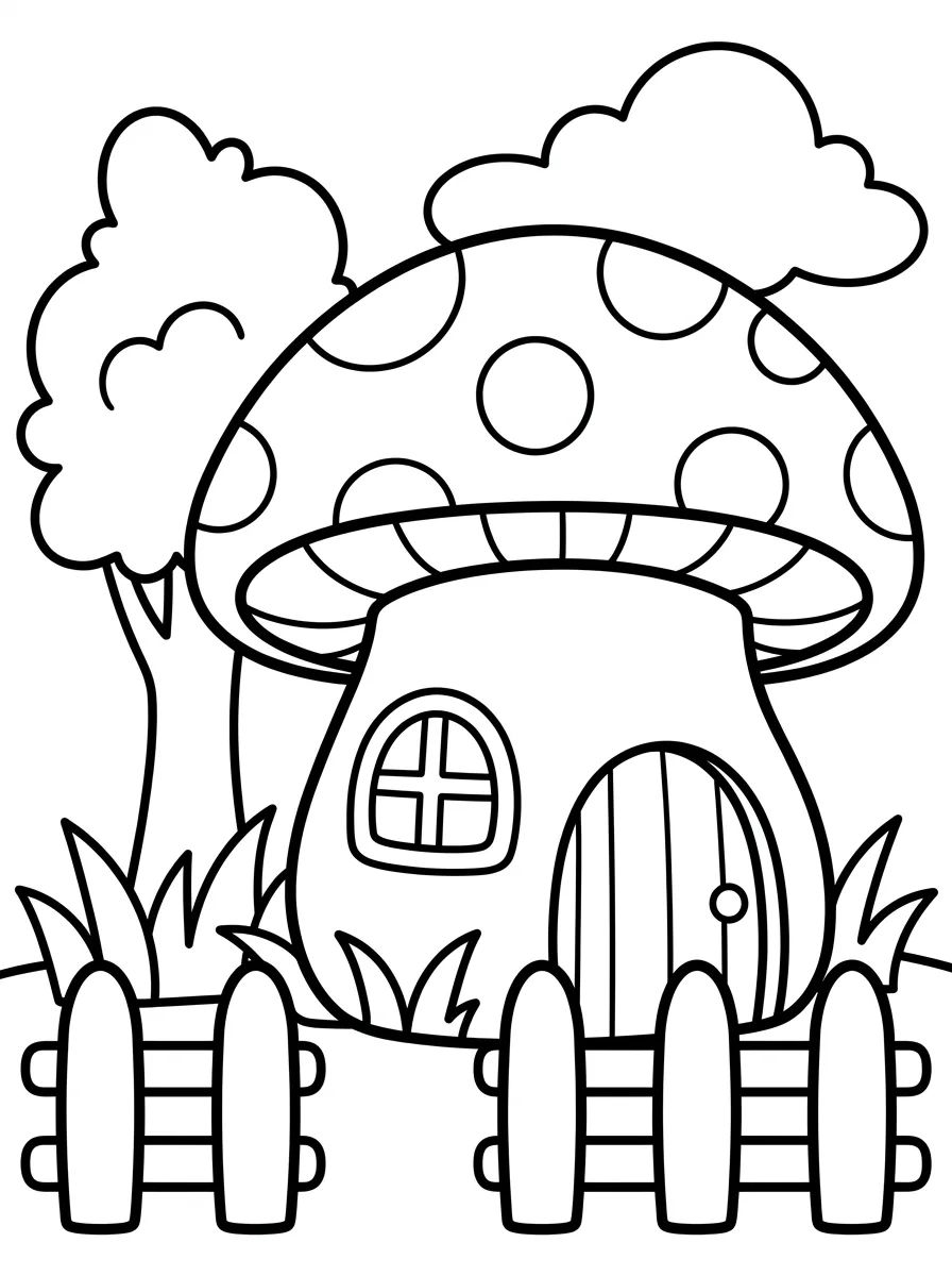 Casinha de Cogumelo Aconchegante para colorir Desenho de Casinha de Cogumelo Aconchegante para colorir e imprimir grátis