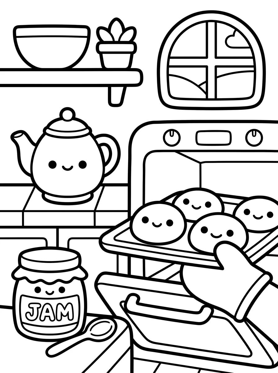 Biscoitos Quentinhos na Cozinha para colorir Desenho de Biscoitos Quentinhos na Cozinha para colorir e imprimir grátis