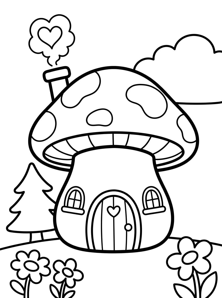 Casinha de Cogumelo Encantada para colorir Desenho de Casinha de Cogumelo Encantada para colorir e imprimir grátis