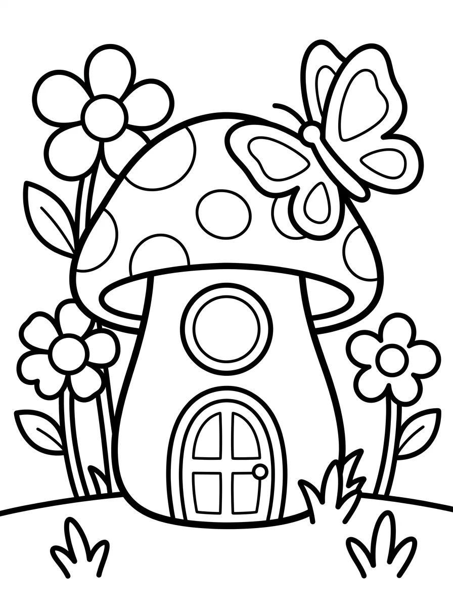 Casinha de Cogumelo no Jardim para colorir Desenho de Casinha de Cogumelo no Jardim para colorir e imprimir grátis