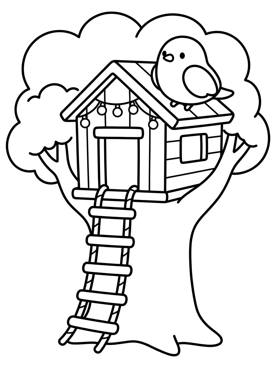 Casinha na Árvore Fofinha para colorir Desenho de Casinha na Árvore Fofinha para colorir e imprimir grátis