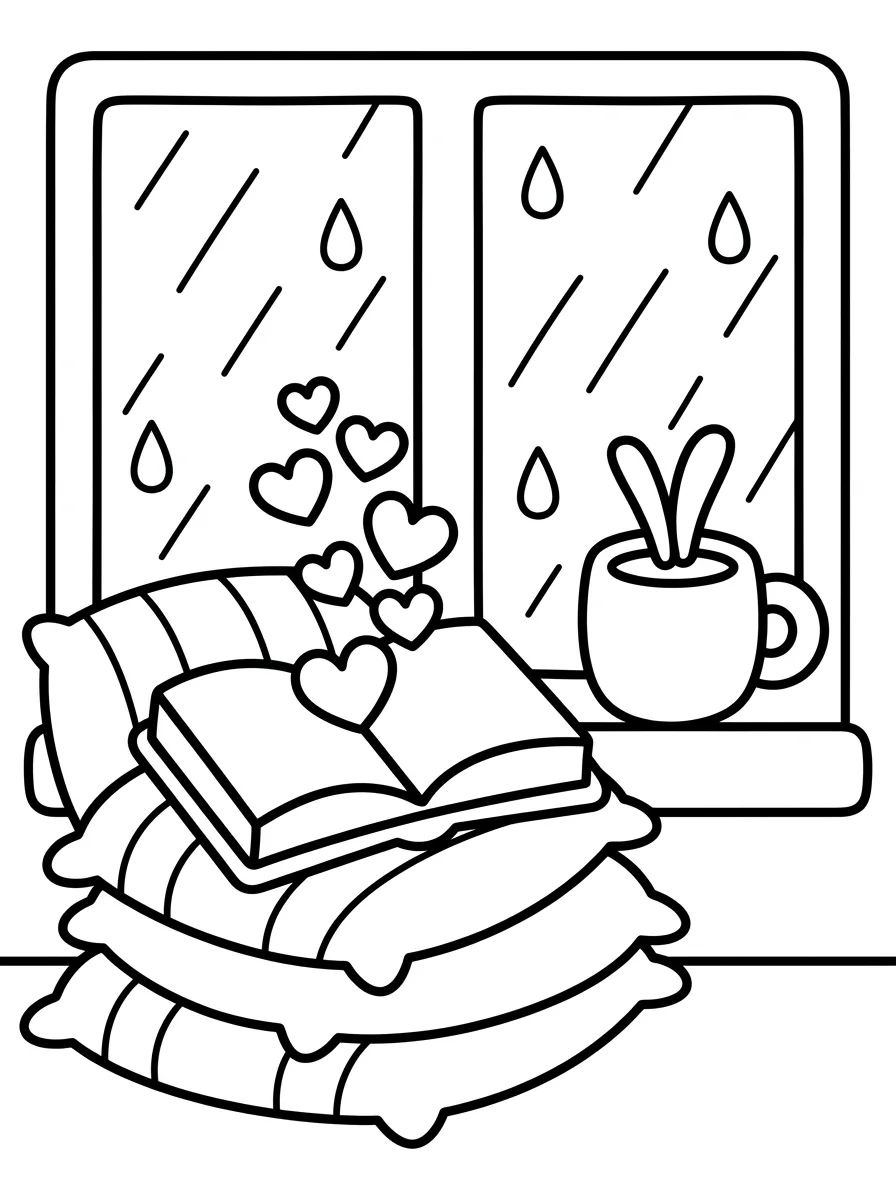 Leitura no Canto da Janela para colorir Desenho de Leitura no Canto da Janela para colorir e imprimir grátis