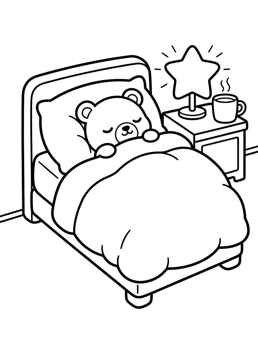 Quarto Aconchegante do Ursinho para colorir Desenho de Quarto Aconchegante do Ursinho para colorir e imprimir grátis