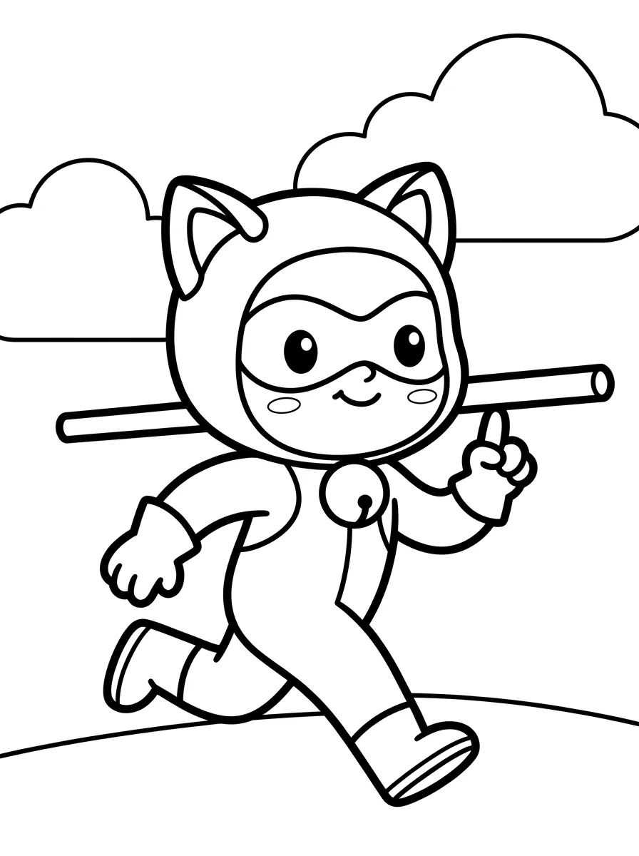 Cat Noir Correndo com seu Bastão para colorir Desenho de Cat Noir Correndo com seu Bastão para colorir e imprimir grátis