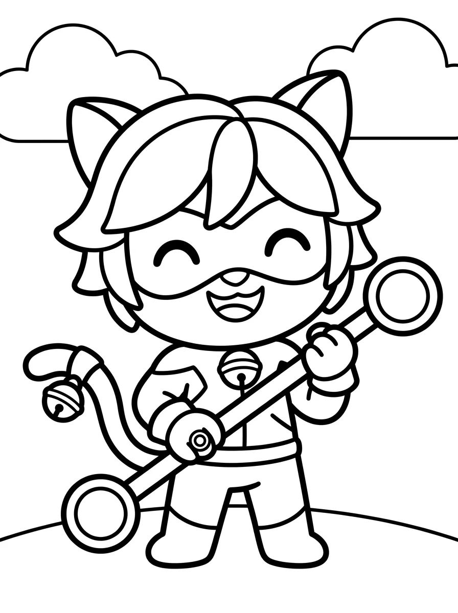 Cat Noir Sorrindo com o Bastão para colorir Desenho de Cat Noir Sorrindo com o Bastão para colorir e imprimir grátis