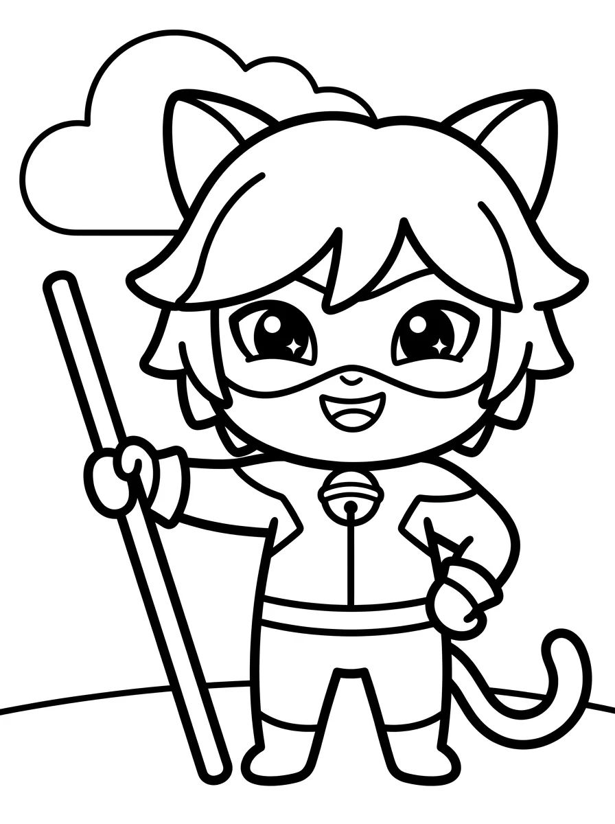 Coleção de desenhos para colorir: Cat Noir Chibi e Fofo