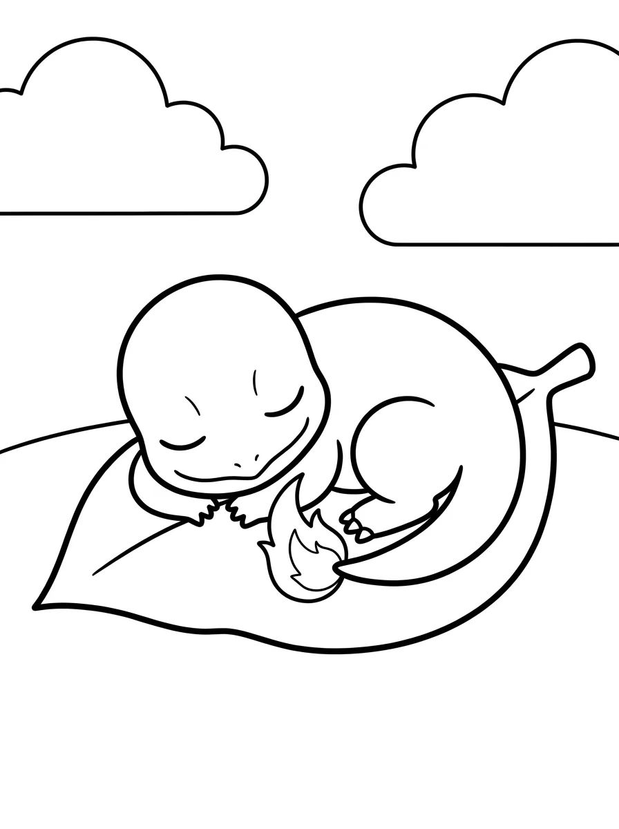 Baby Charmander Sleeping in the Forest para colorir Desenho de Baby Charmander Sleeping in the Forest para colorir e imprimir grátis