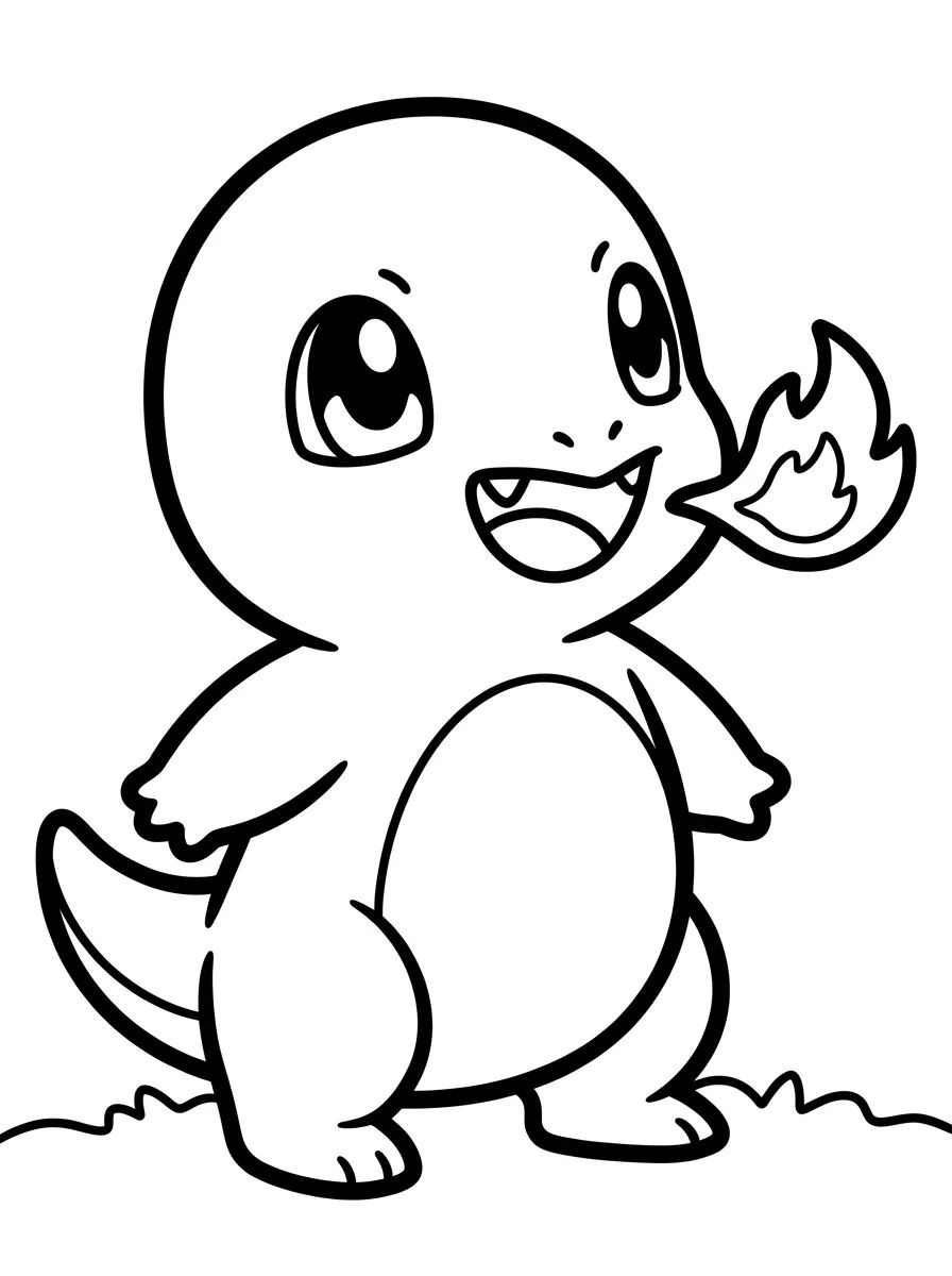 Charmander Soltando Pequena Chama para colorir Desenho de Charmander Soltando Pequena Chama para colorir e imprimir grátis