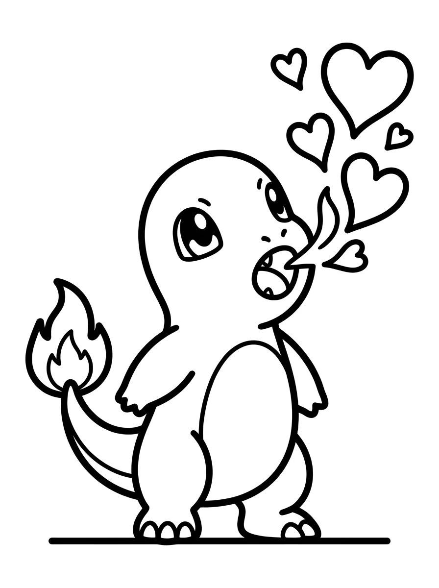 Charmander Soltando Pequenas Chamas para colorir Desenho de Charmander Soltando Pequenas Chamas para colorir e imprimir grátis