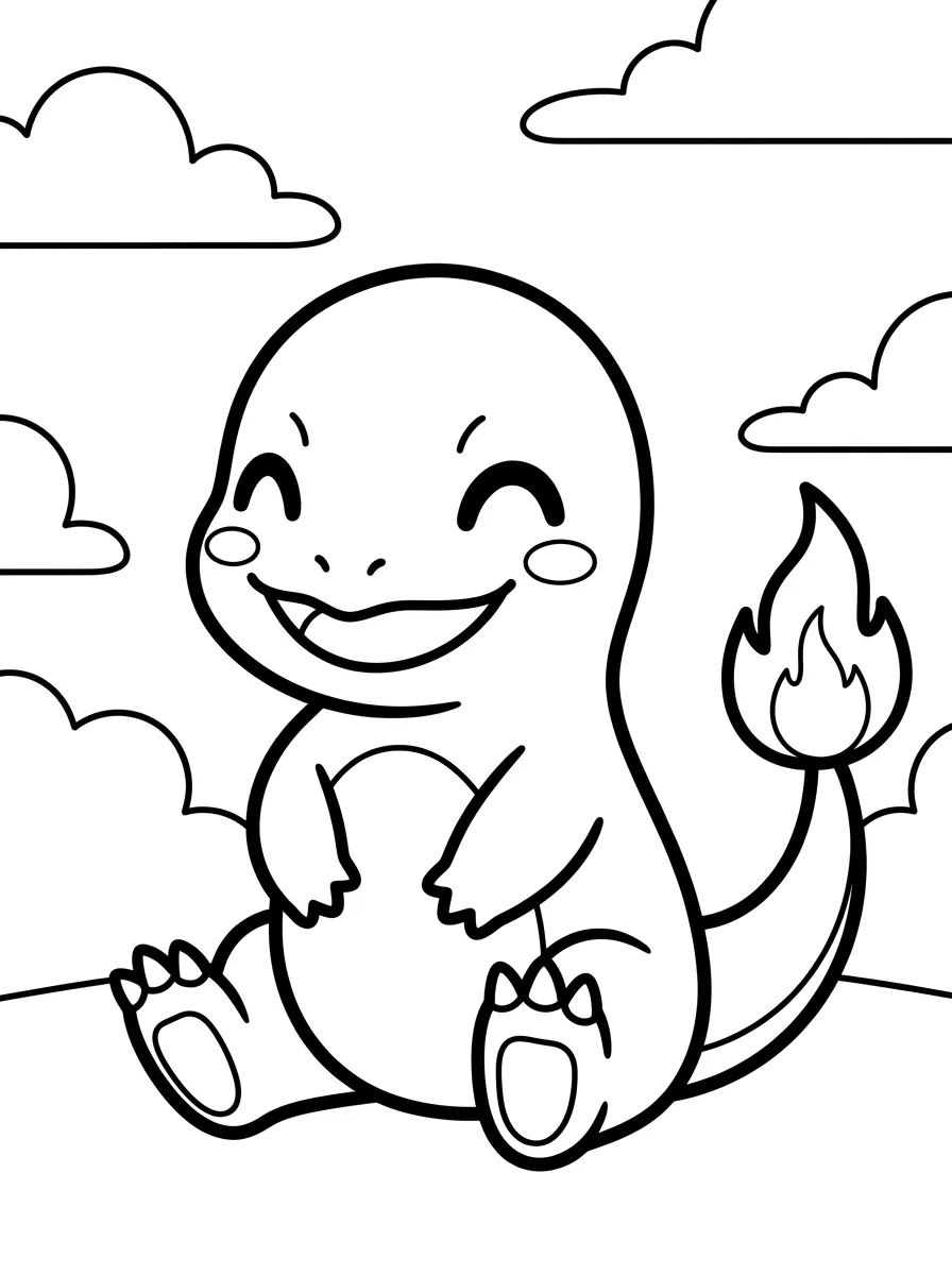 Charmander Sorridente e Fofo para colorir Desenho de Charmander Sorridente e Fofo para colorir e imprimir grátis