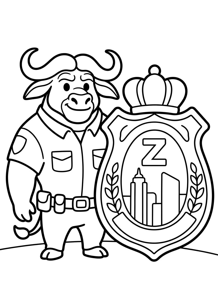 Chefe Bogo com Distintivo Policial para colorir Desenho de Chefe Bogo com Distintivo Policial para colorir e imprimir grátis