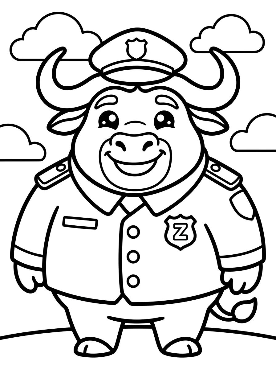 Chefe Bogo Sorrindo Fofo para colorir Desenho de Chefe Bogo Sorrindo Fofo para colorir e imprimir grátis