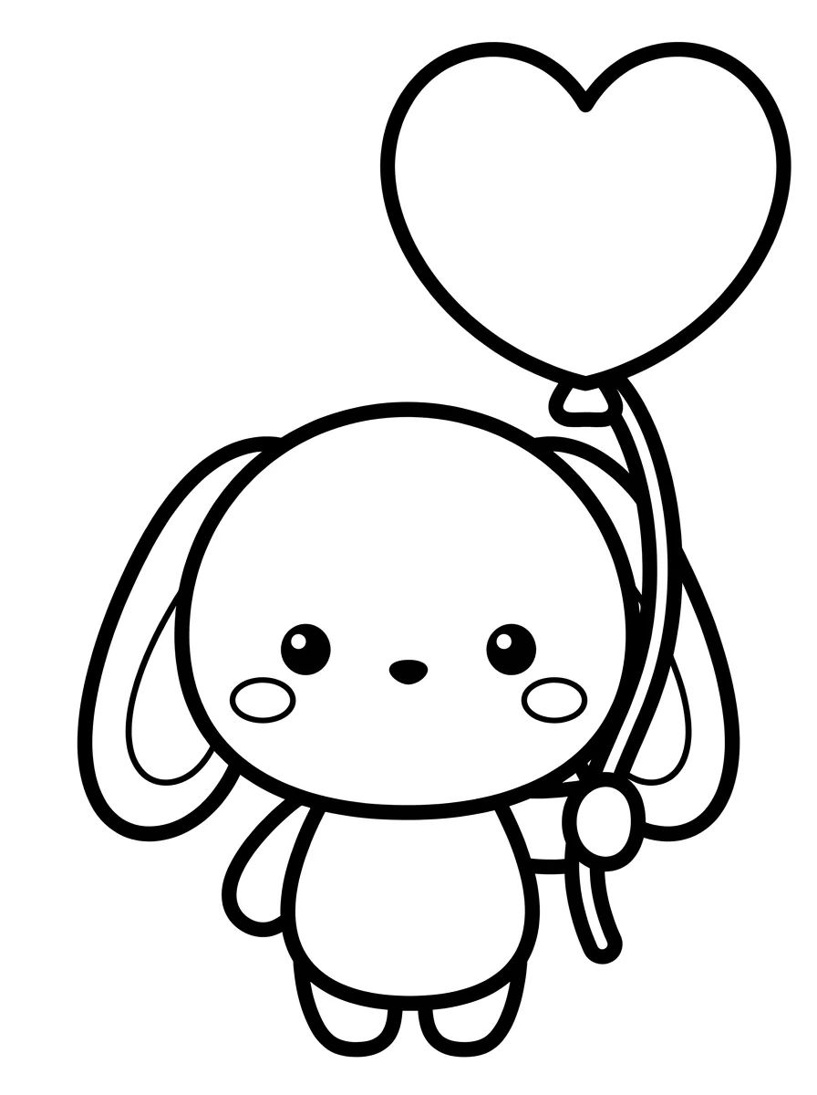 Coelhinho Bebê com Balão de Coração para colorir Desenho de Coelhinho Bebê com Balão de Coração para colorir e imprimir grátis