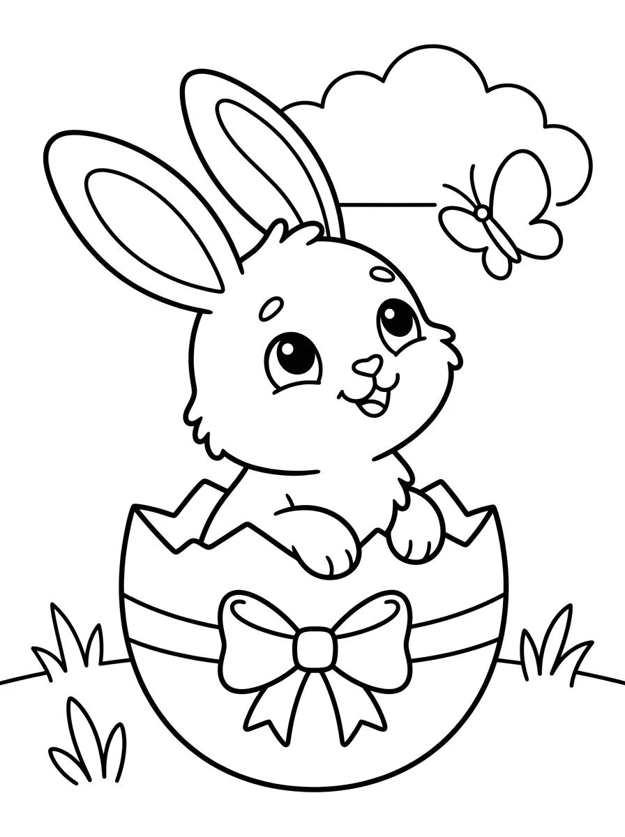 Coelhinho Bebê Saindo do Ovo para colorir Desenho de Coelhinho Bebê Saindo do Ovo para colorir e imprimir grátis