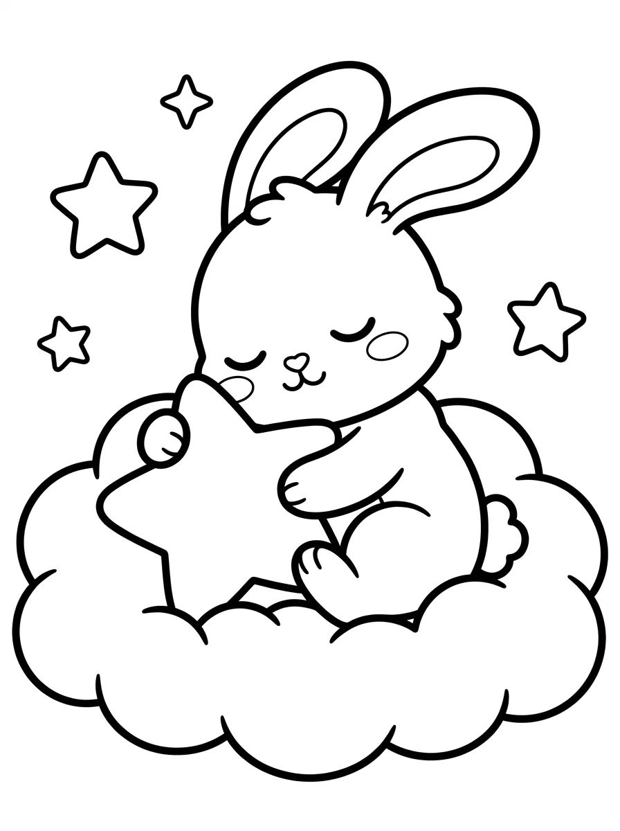 Coelhinho Dormindo na Nuvem para colorir Desenho de Coelhinho Dormindo na Nuvem para colorir e imprimir grátis