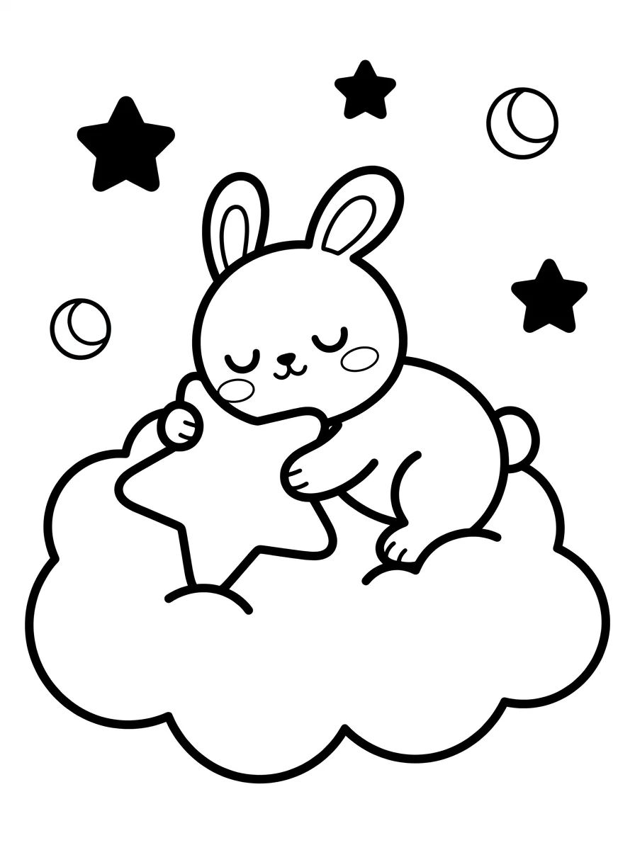 Coelhinho Dormindo na Nuvem para colorir Desenho de Coelhinho Dormindo na Nuvem para colorir e imprimir grátis