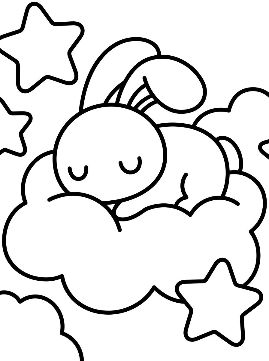 Coelhinho Dormindo na Nuvem para colorir Desenho de Coelhinho Dormindo na Nuvem para colorir e imprimir grátis